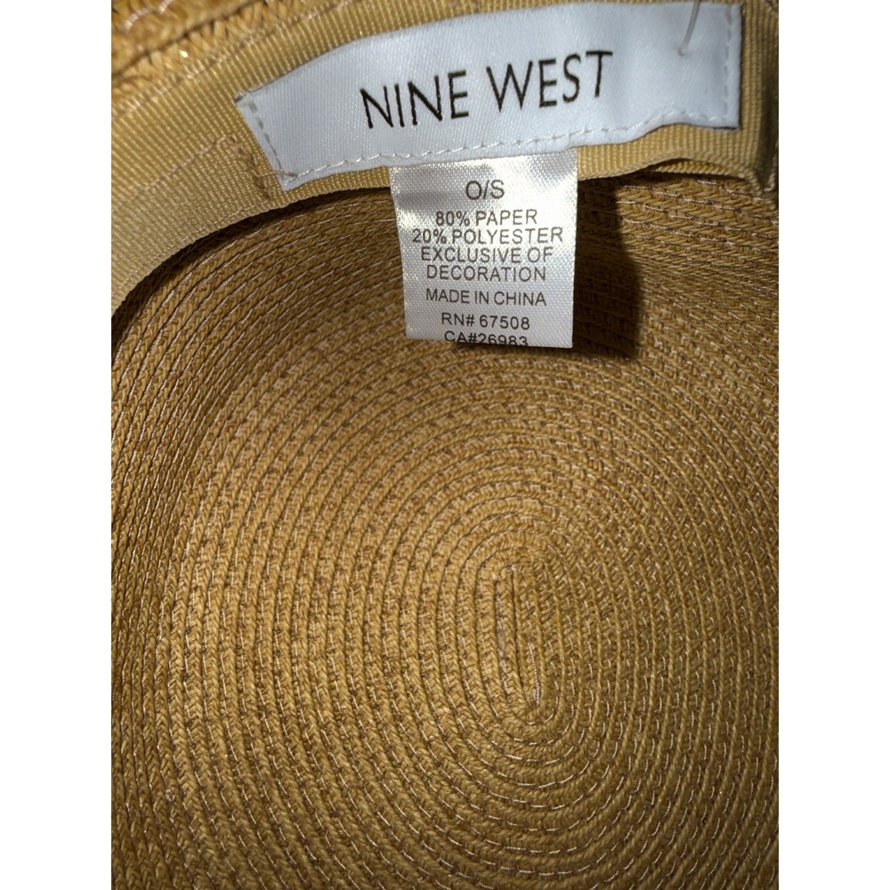 Nine West Packable Straw Sun Hat Tan UPF 50+ Adjustable Headsize NWT - Picture 5 of 6